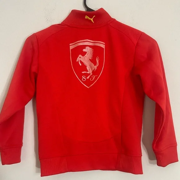 Vintage puma Ferrari track Jacket Red Boys Size 6 Logo Ferrari On Front/back - Picture 3 of 12